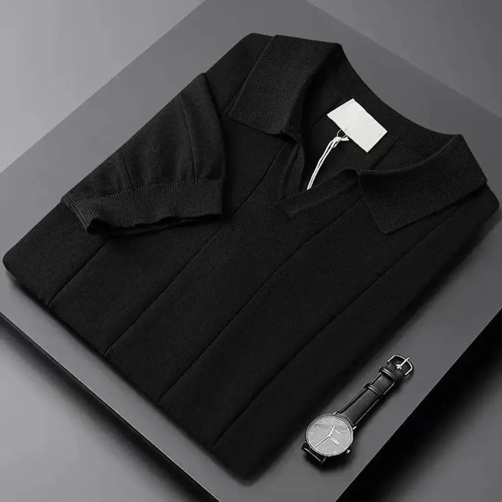 Mens Slim Fit Polo Vertical Ribbed