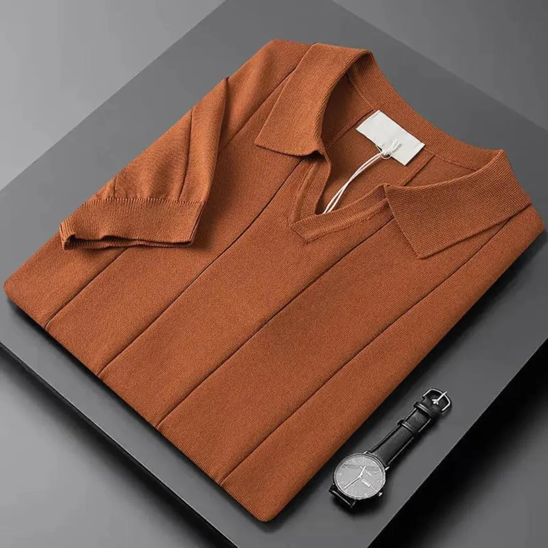 Mens Slim Fit Polo Vertical Ribbed