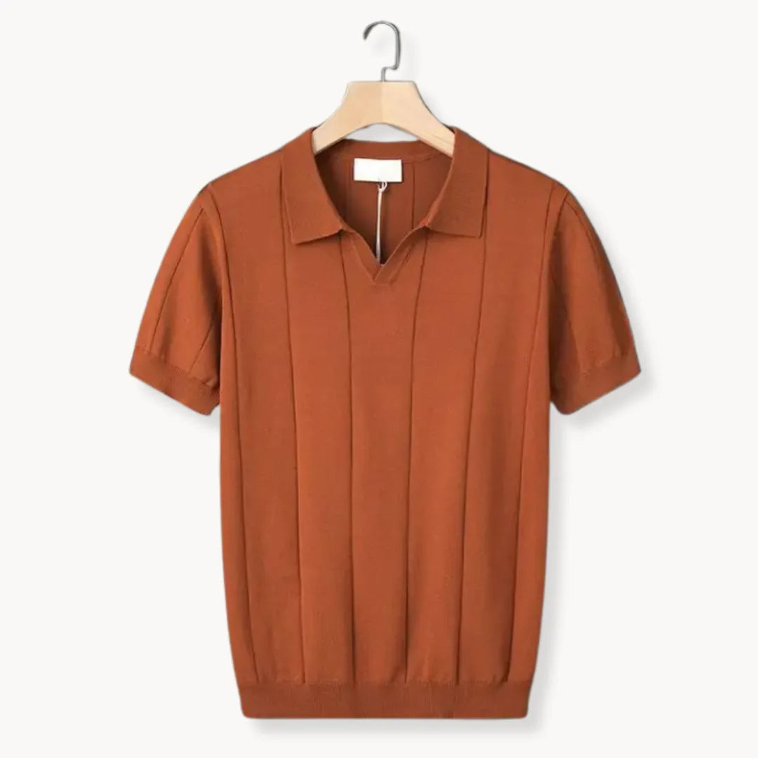 Mens Slim Fit Polo Vertical Ribbed