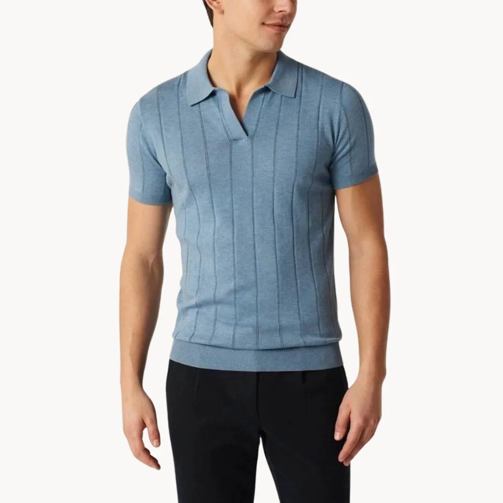 Mens Slim Fit Polo Vertical Ribbed