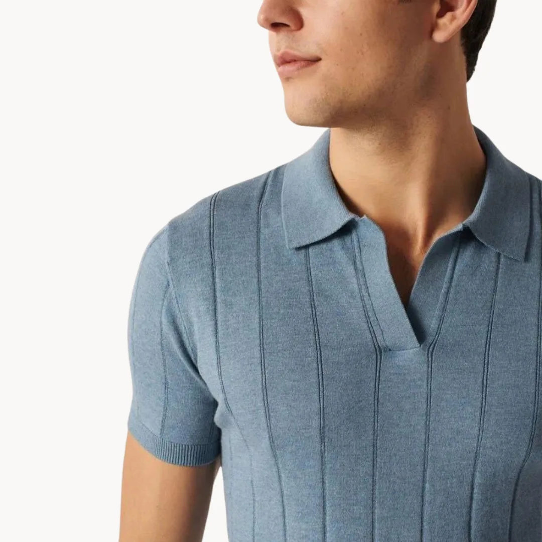 Mens Slim Fit Polo Vertical Ribbed