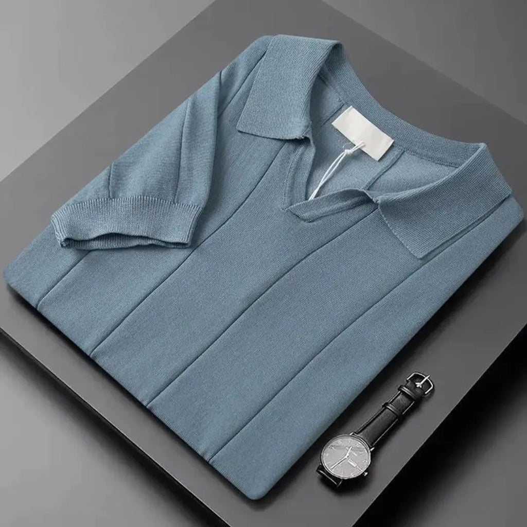 Mens Slim Fit Polo Vertical Ribbed