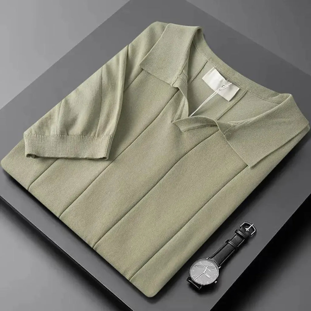 Mens Slim Fit Polo Vertical Ribbed