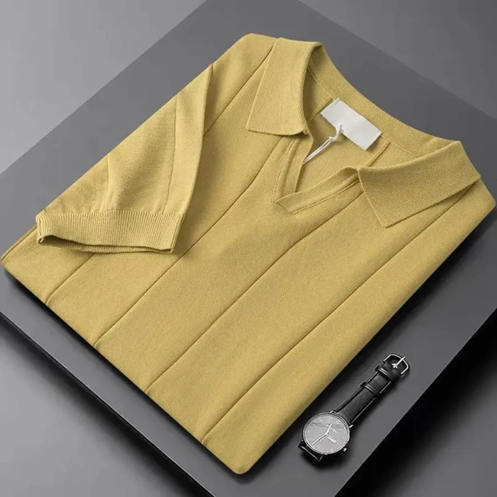 Mens Slim Fit Polo Vertical Ribbed