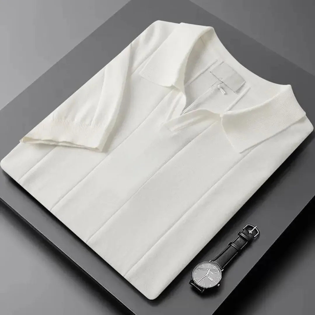 Mens Slim Fit Polo Vertical Ribbed