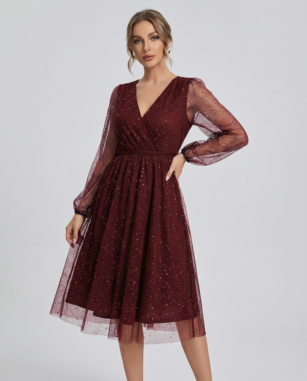 V-Neck Slim Fit Cocktail Mini Dress