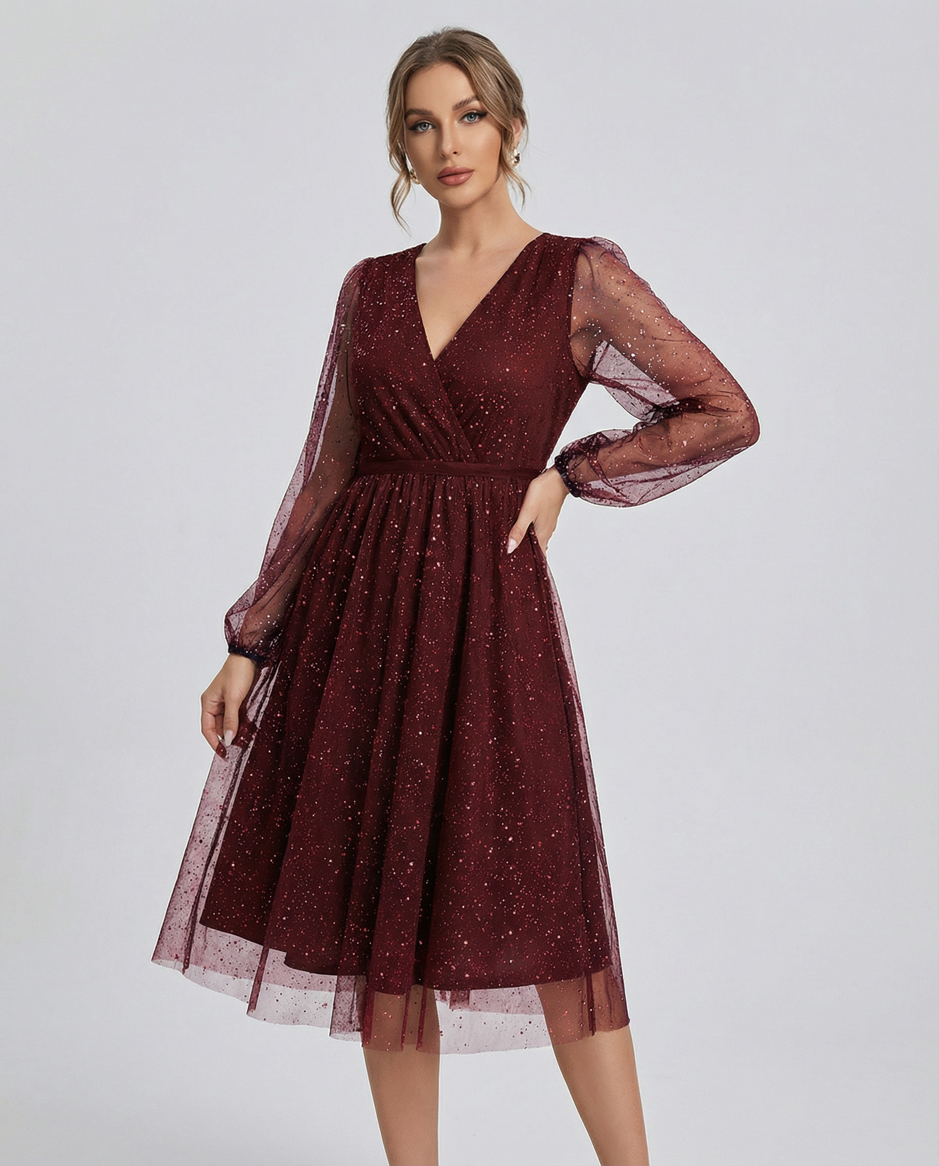 V-Neck Slim Fit Cocktail Mini Dress