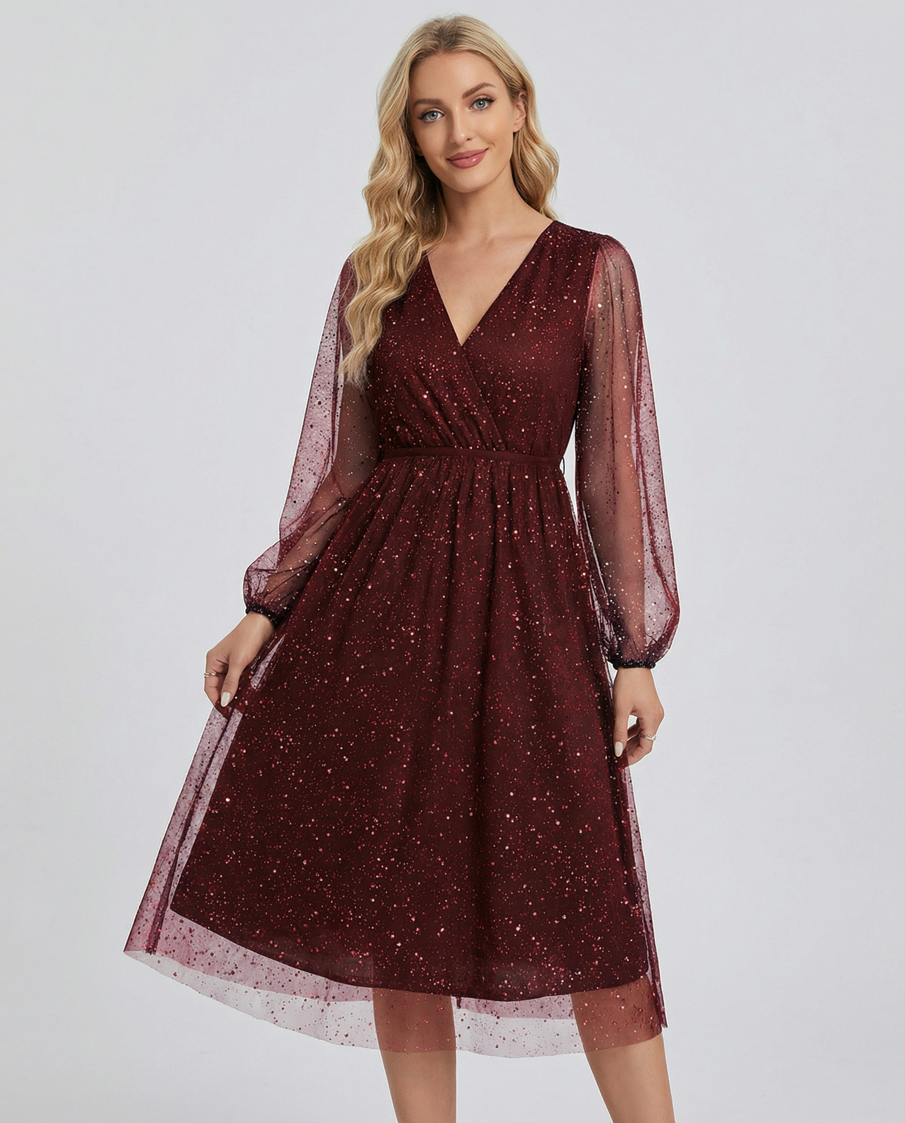 V-Neck Slim Fit Cocktail Mini Dress