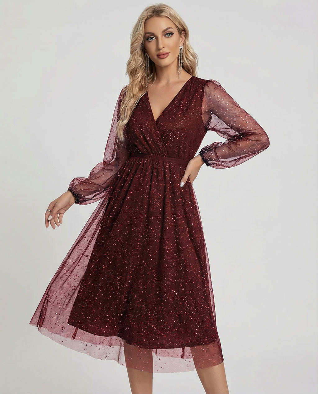 V-Neck Slim Fit Cocktail Mini Dress