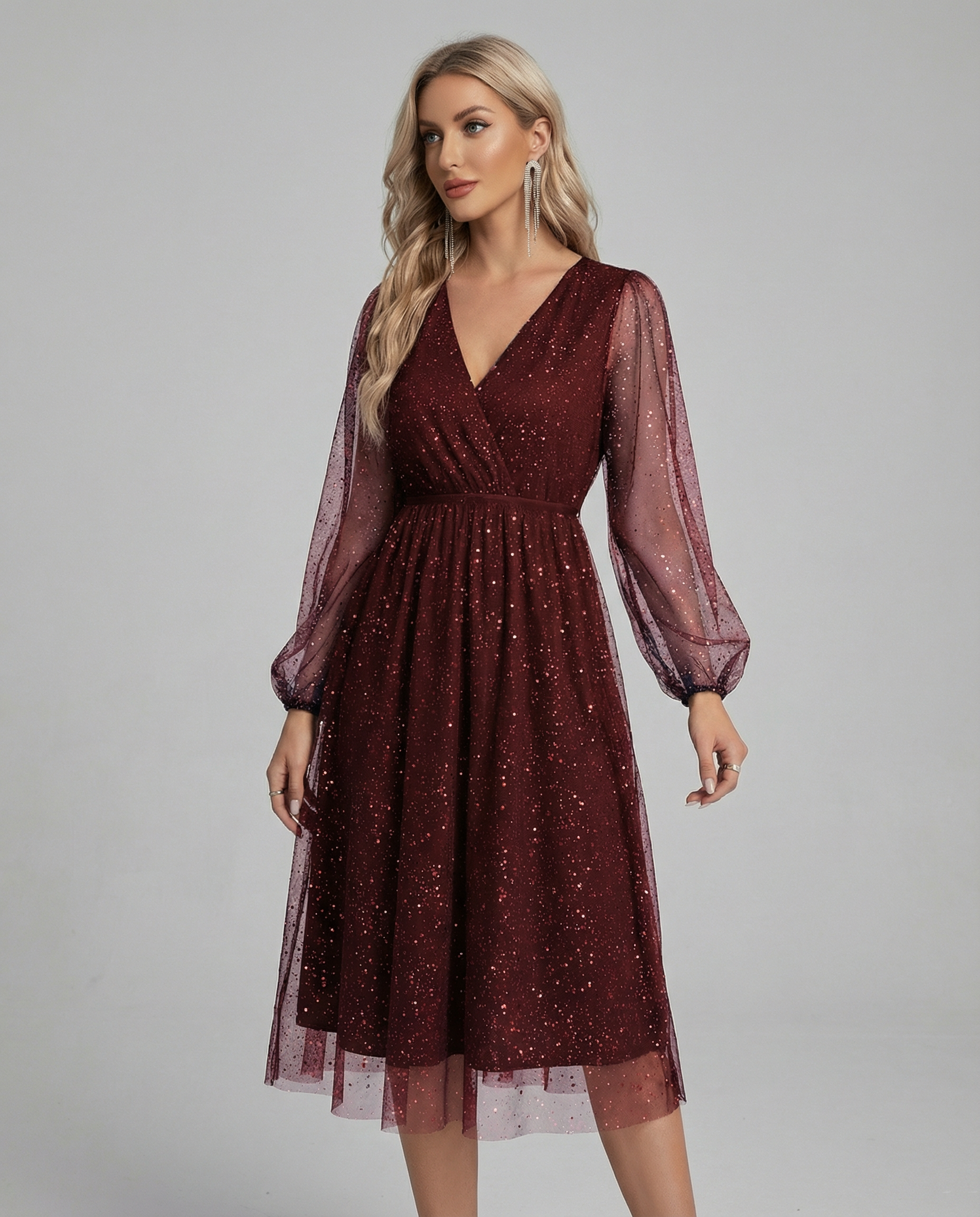 V-Neck Slim Fit Cocktail Mini Dress