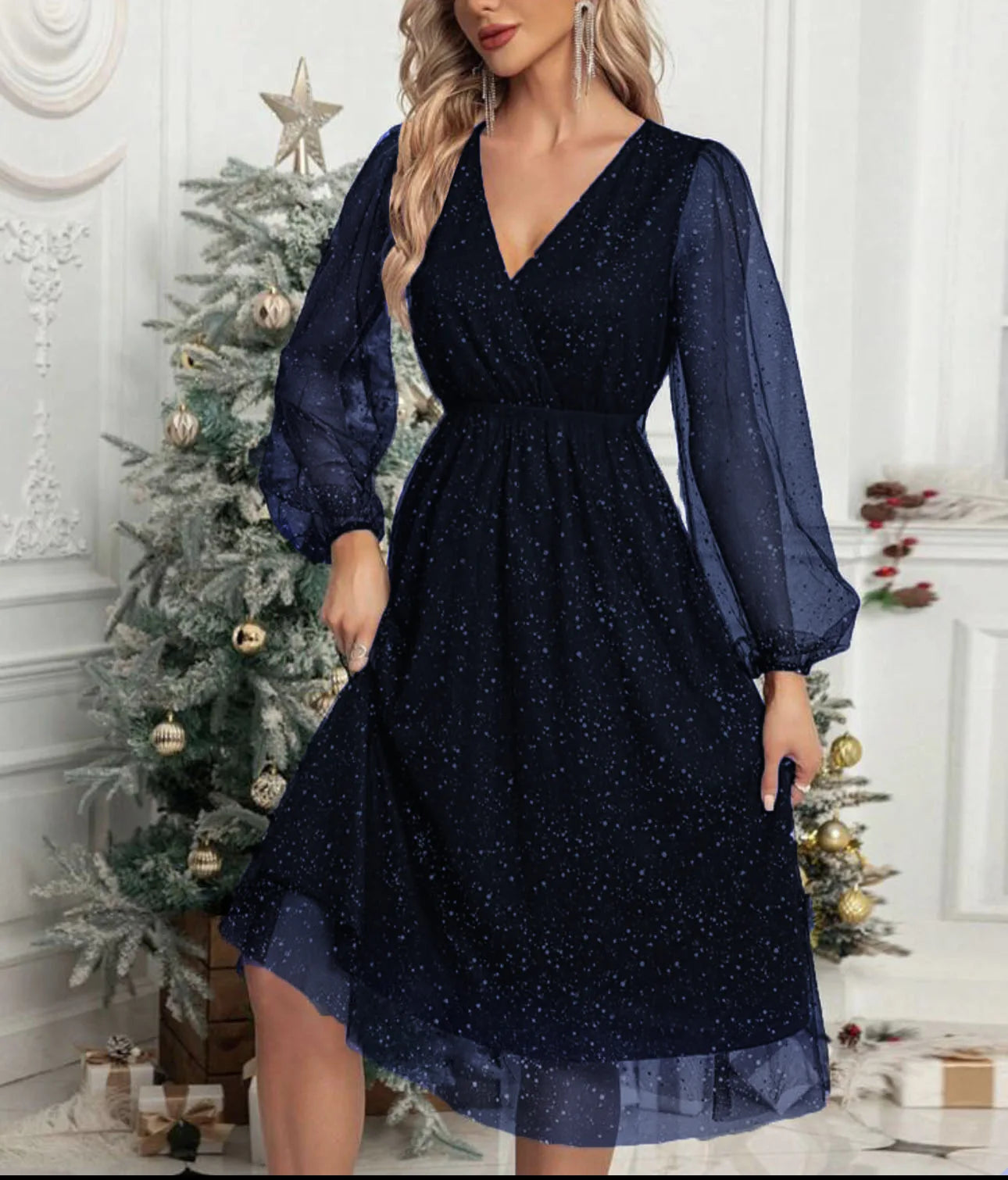 V-Neck Slim Fit Cocktail Mini Dress