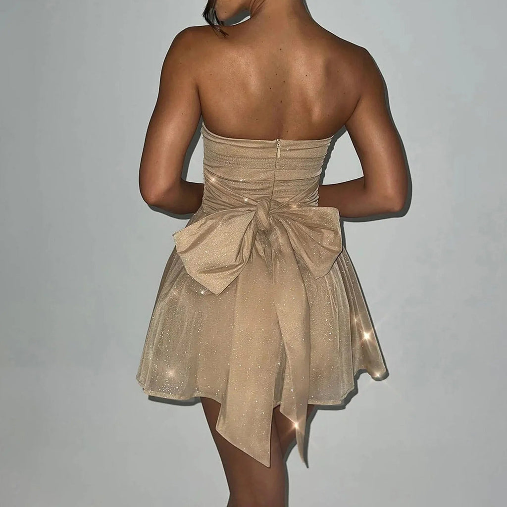 Sparkly Strapless A-Line Mini Dress