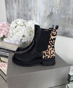 Leopard Print Chelsea Boots Leather Animal Pattern Ankle