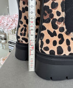 Leopard Print Chelsea Boots Leather Animal Pattern Ankle