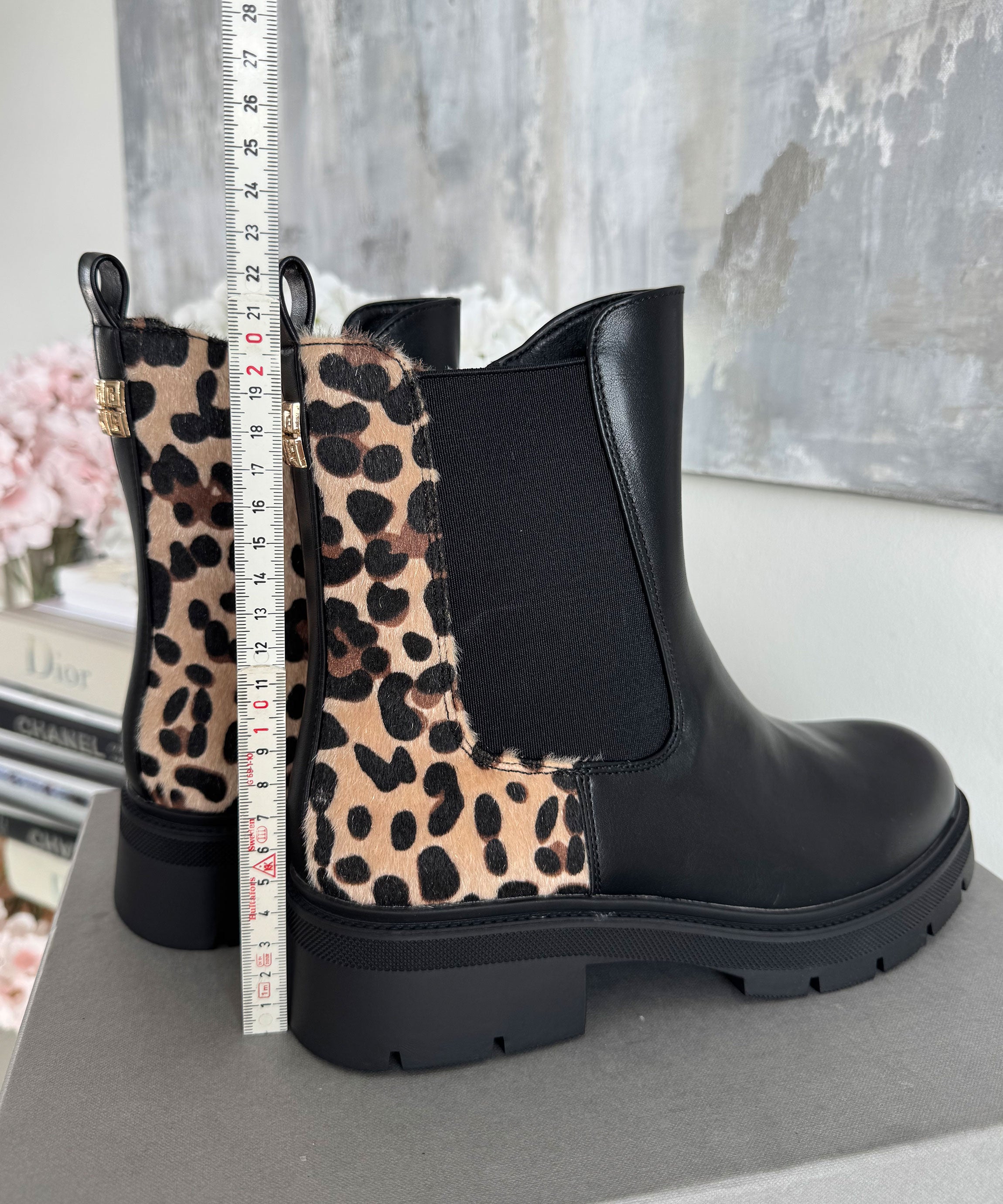 Leopard Print Chelsea Boots Leather Animal Pattern Ankle