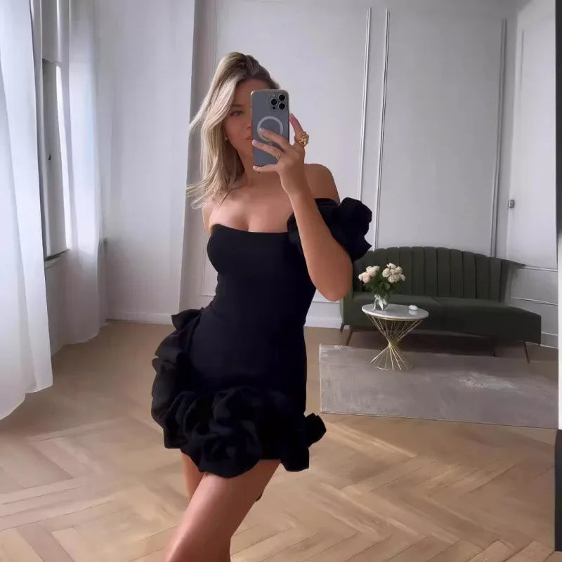 One Shoulder Sculpted Occasion Mini Dress