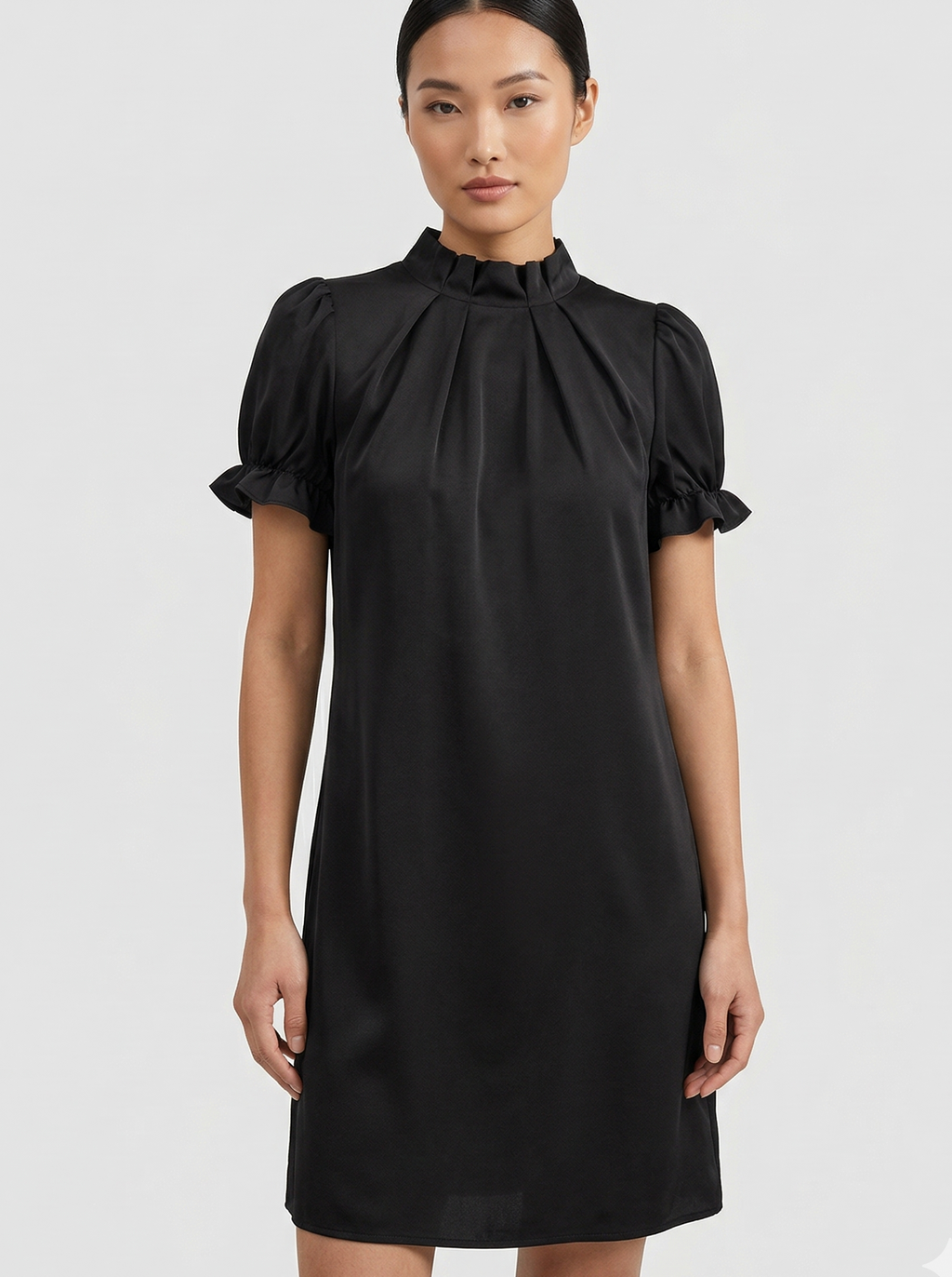 Shirred Bubble Sleeve Summer Mini Dress