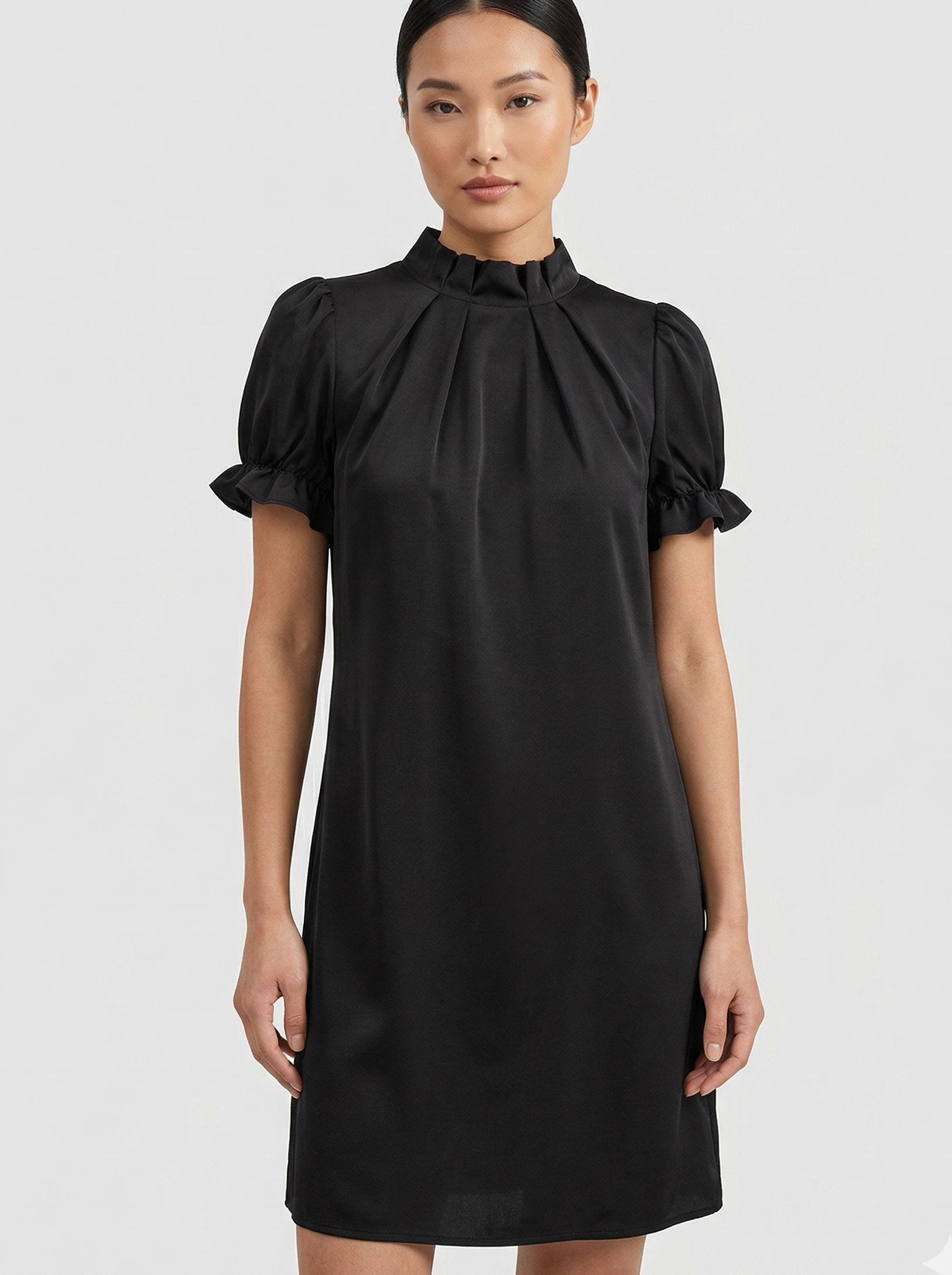 Shirred Bubble Sleeve Summer Mini Dress