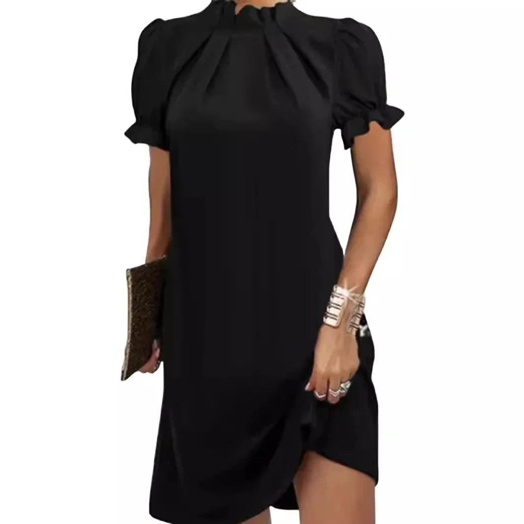 Shirred Bubble Sleeve Summer Mini Dress