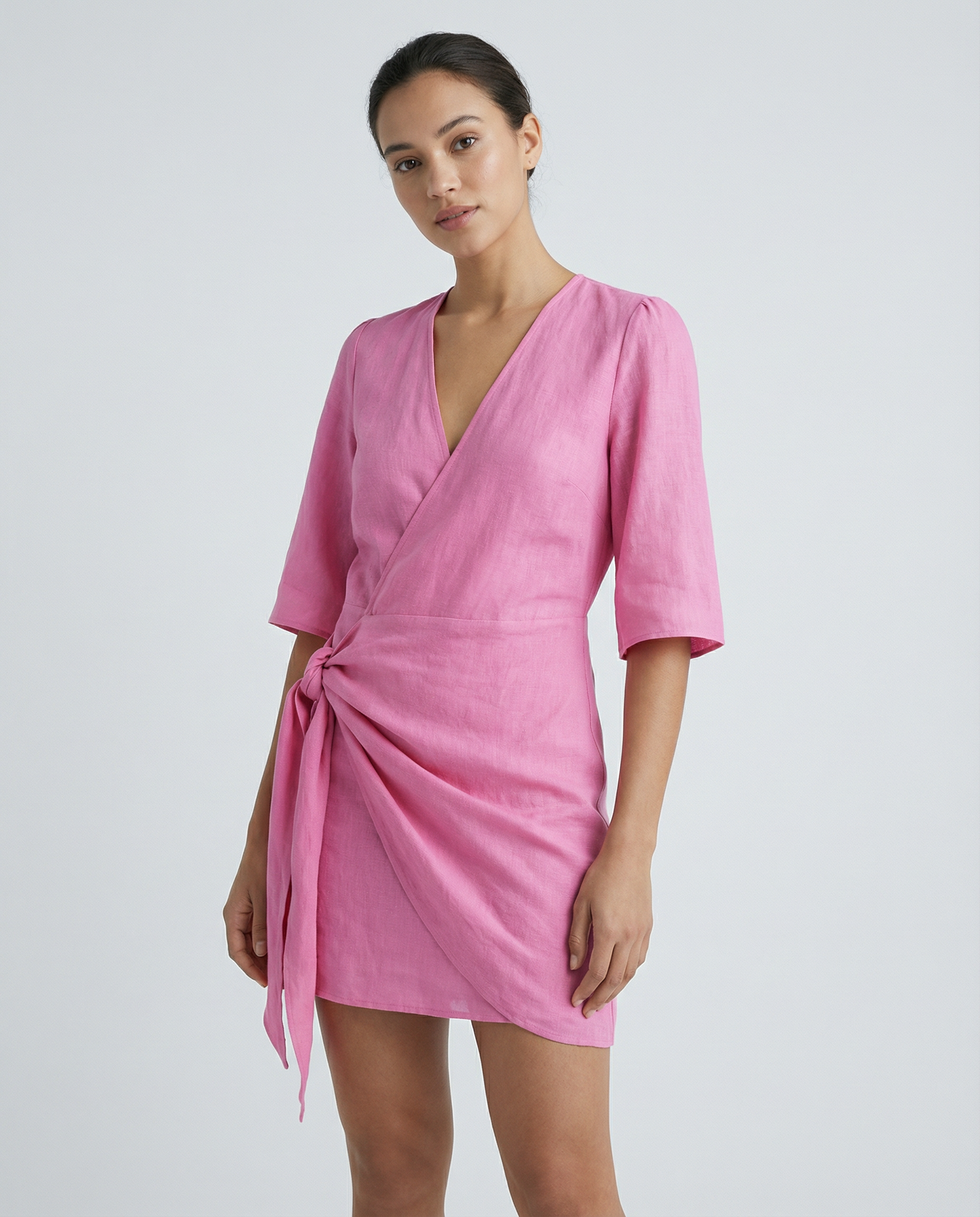 V-Neck Lace-Up Summer Mini Dress