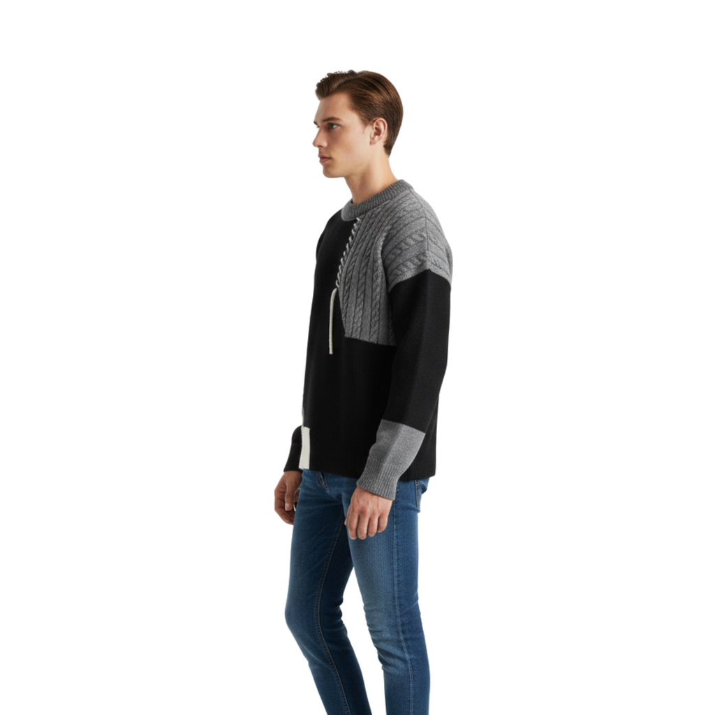 Mens Patchwork Knit Sweater
