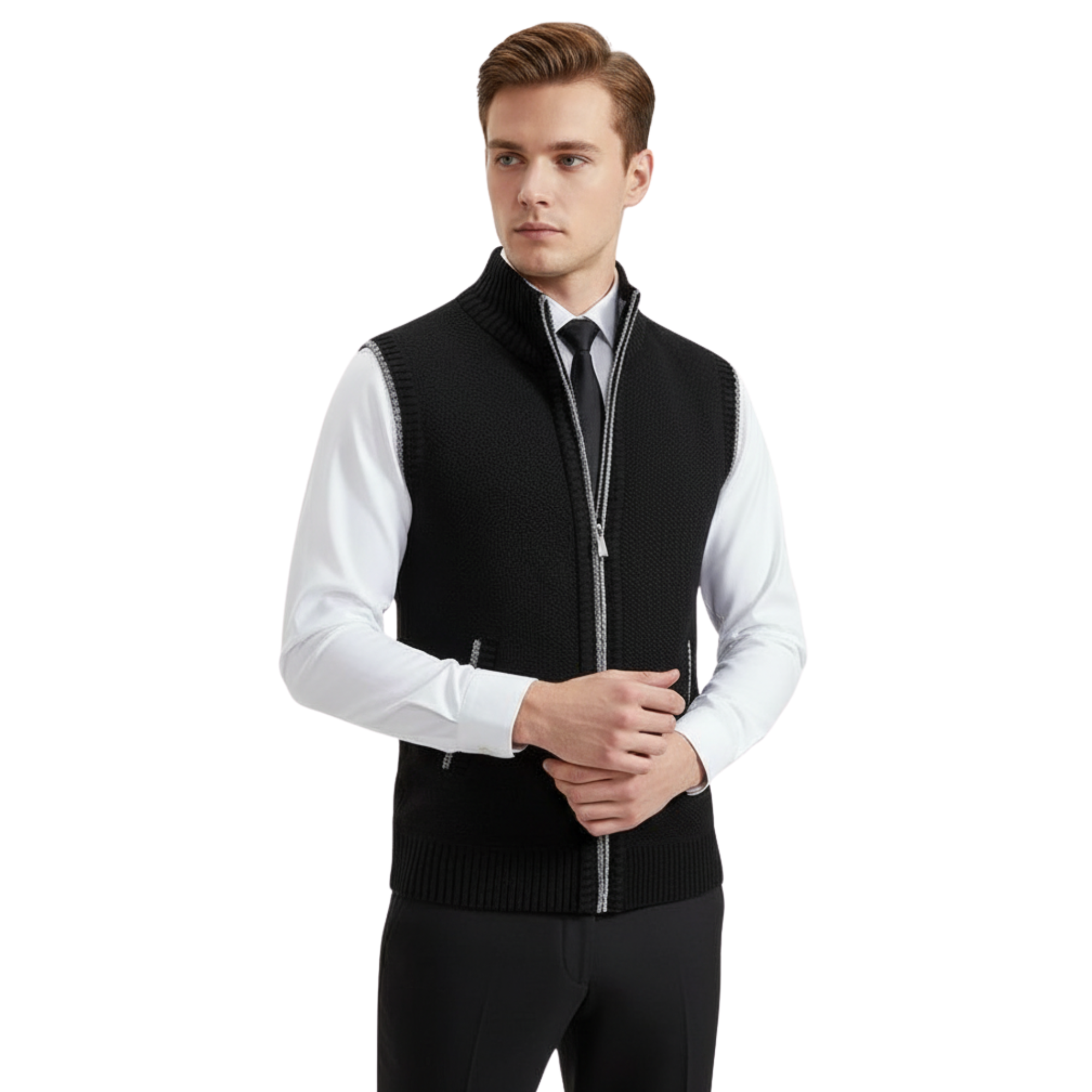 Mens Zip Knitted Sweater Vest