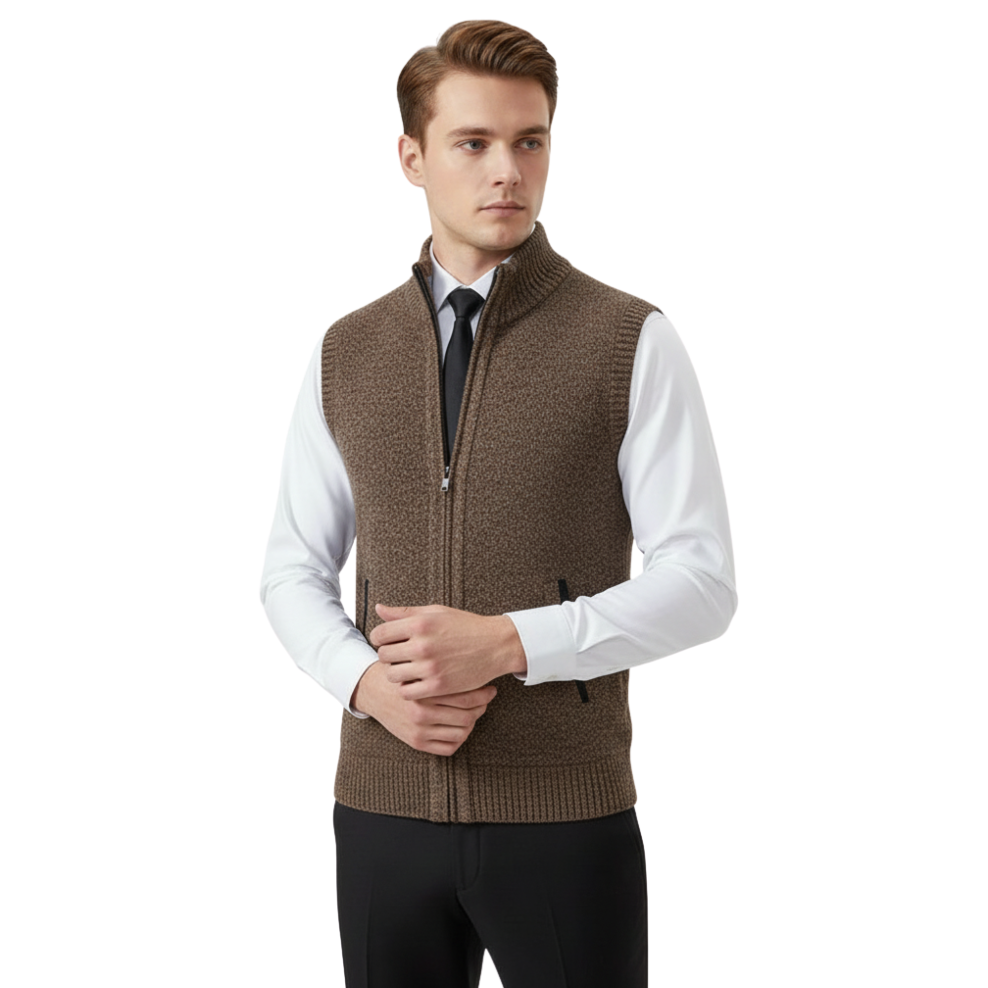 Mens Zip Knitted Sweater Vest