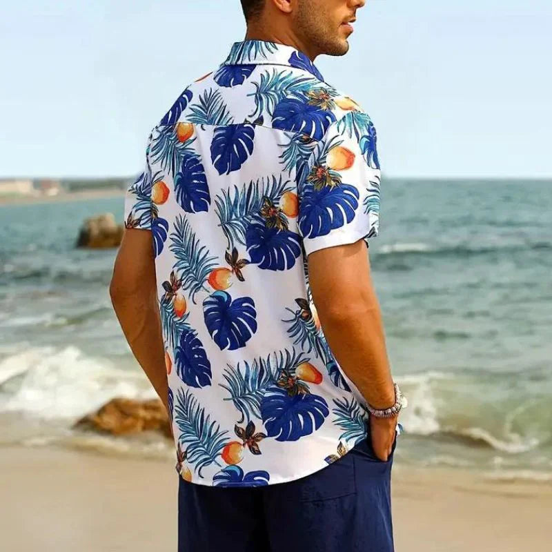 Hawaiian Shirt Short Sleeve Tropical Print Beach