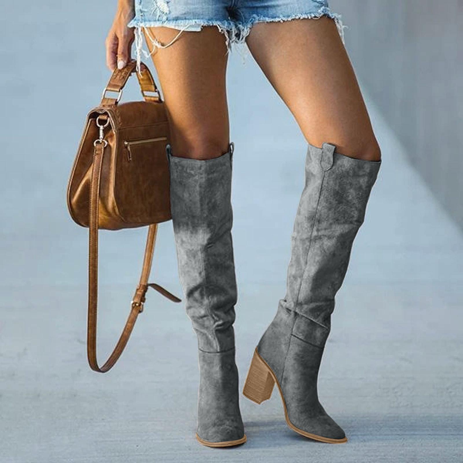Western Ankle Boots Suede Block Heel Urban Cowgirl Chic