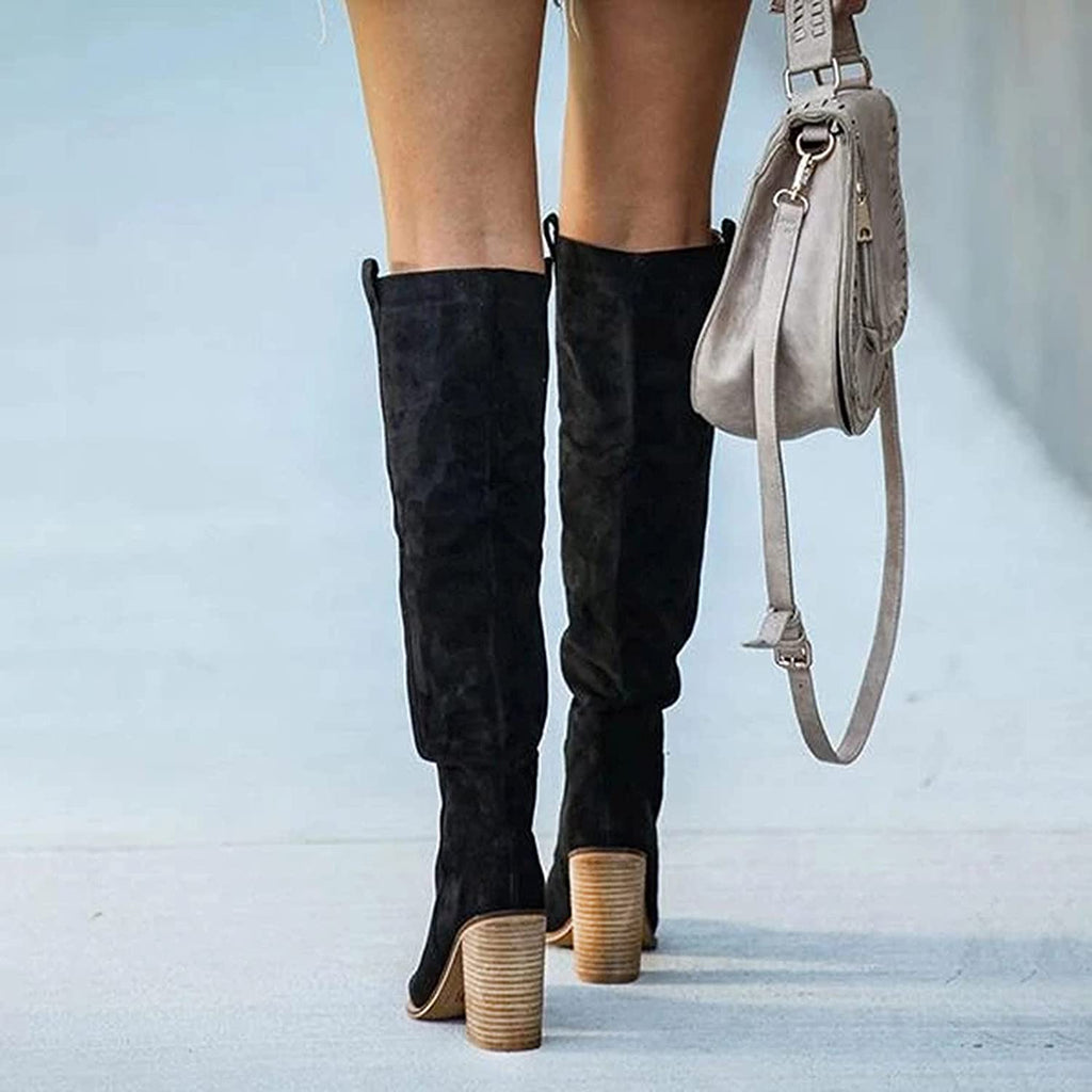 Western Ankle Boots Suede Block Heel Urban Cowgirl Chic