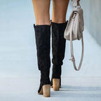 Western Ankle Boots Suede Block Heel Urban Cowgirl Chic