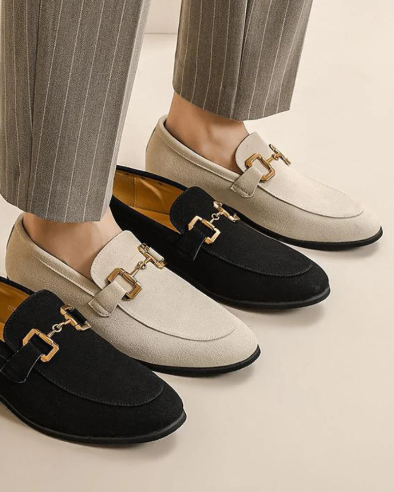 Mens Suede Loafer Metal Detail Two Color