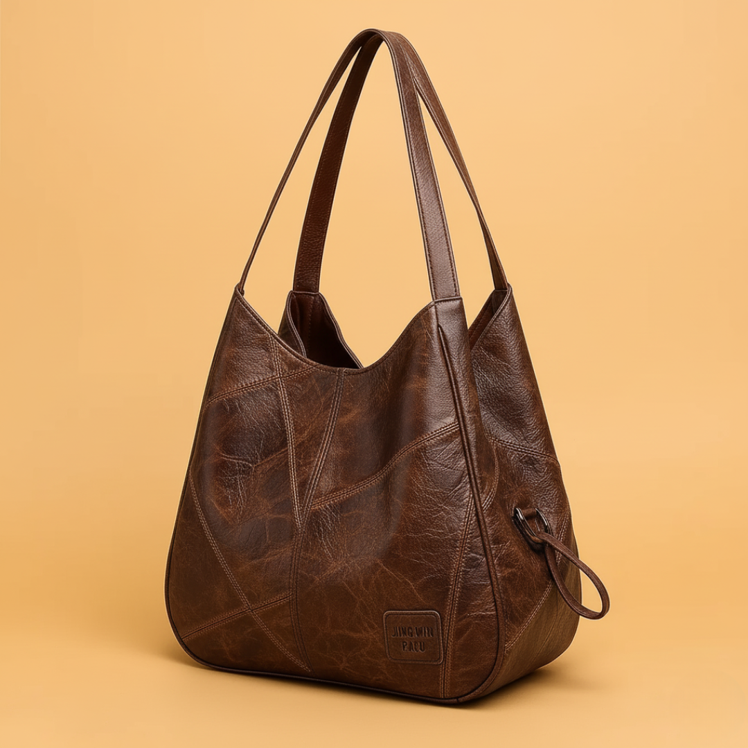 Vintage Leather Handbag Set Croc Texture 4 Piece