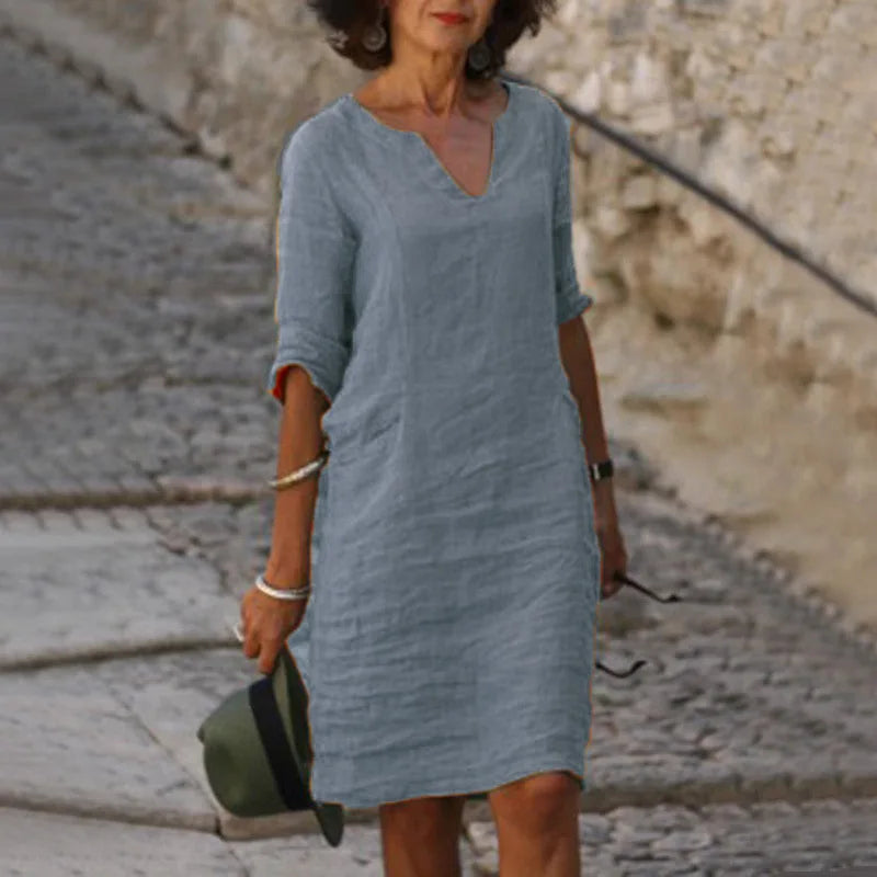 V-Neck Vintage Summer Mini Dress