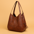 Vintage Leather Handbag Set Croc Texture 4 Piece