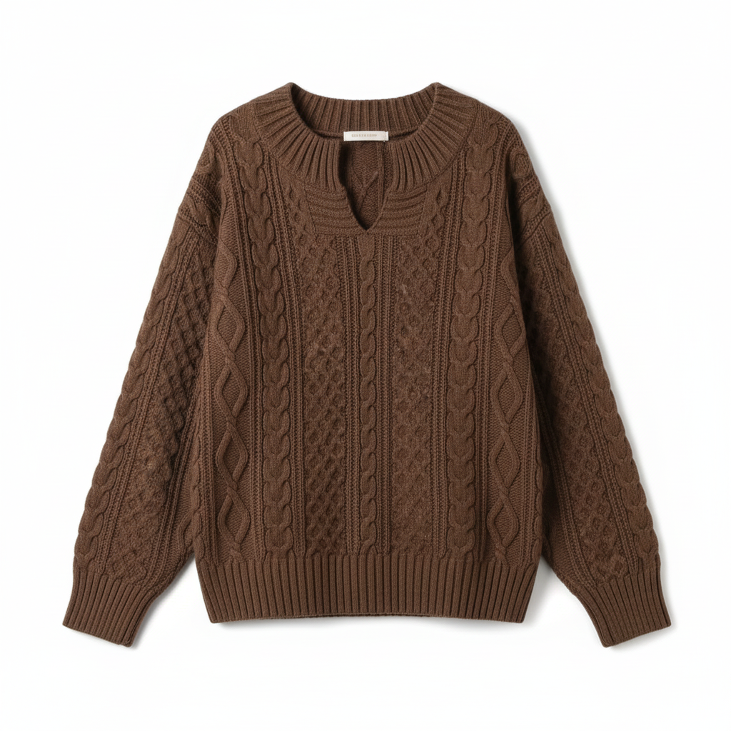 Women's Knit Sweatshirt Half Open Collar Relaxed Fit Casual