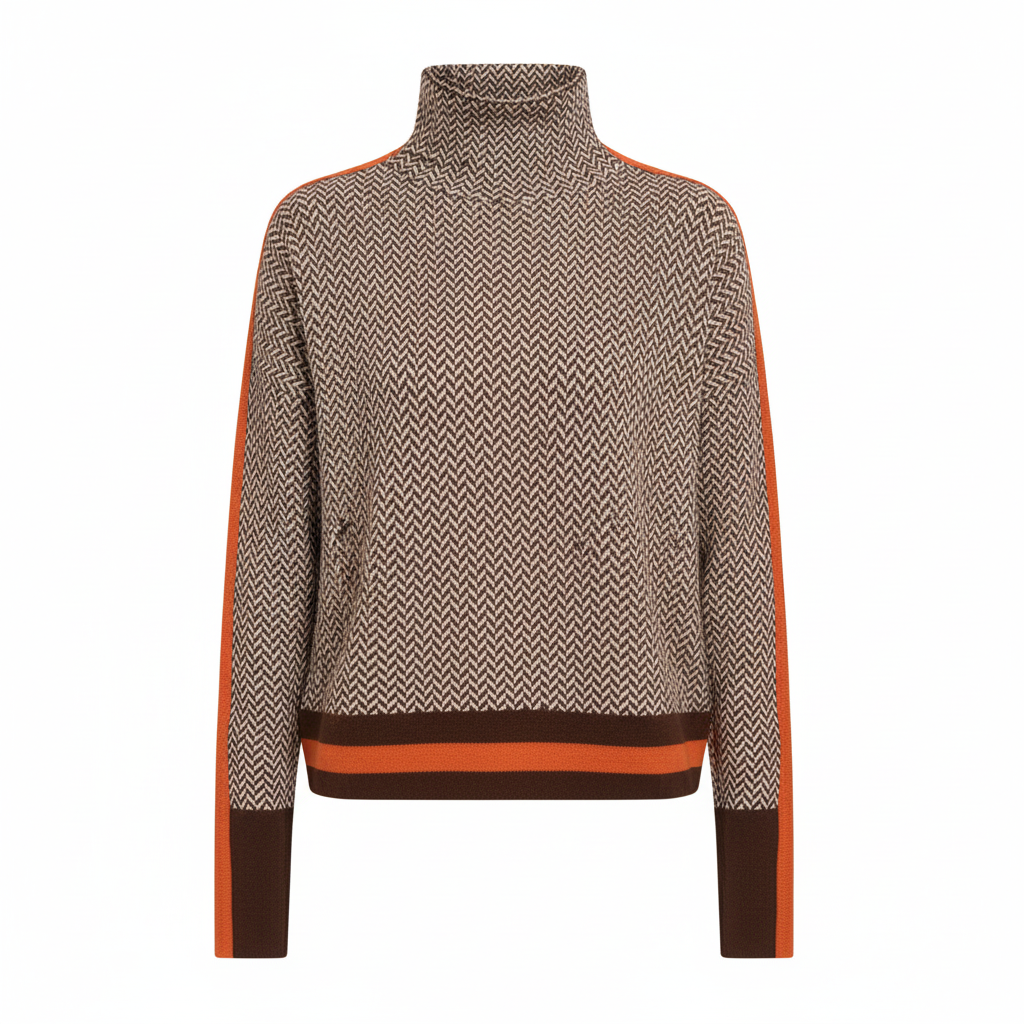Women's Turtleneck Sweater Geometric Print Soft Knit Classic Fit