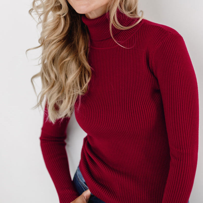 Turtleneck Sweater High Collar Soft Knit Winter Women's