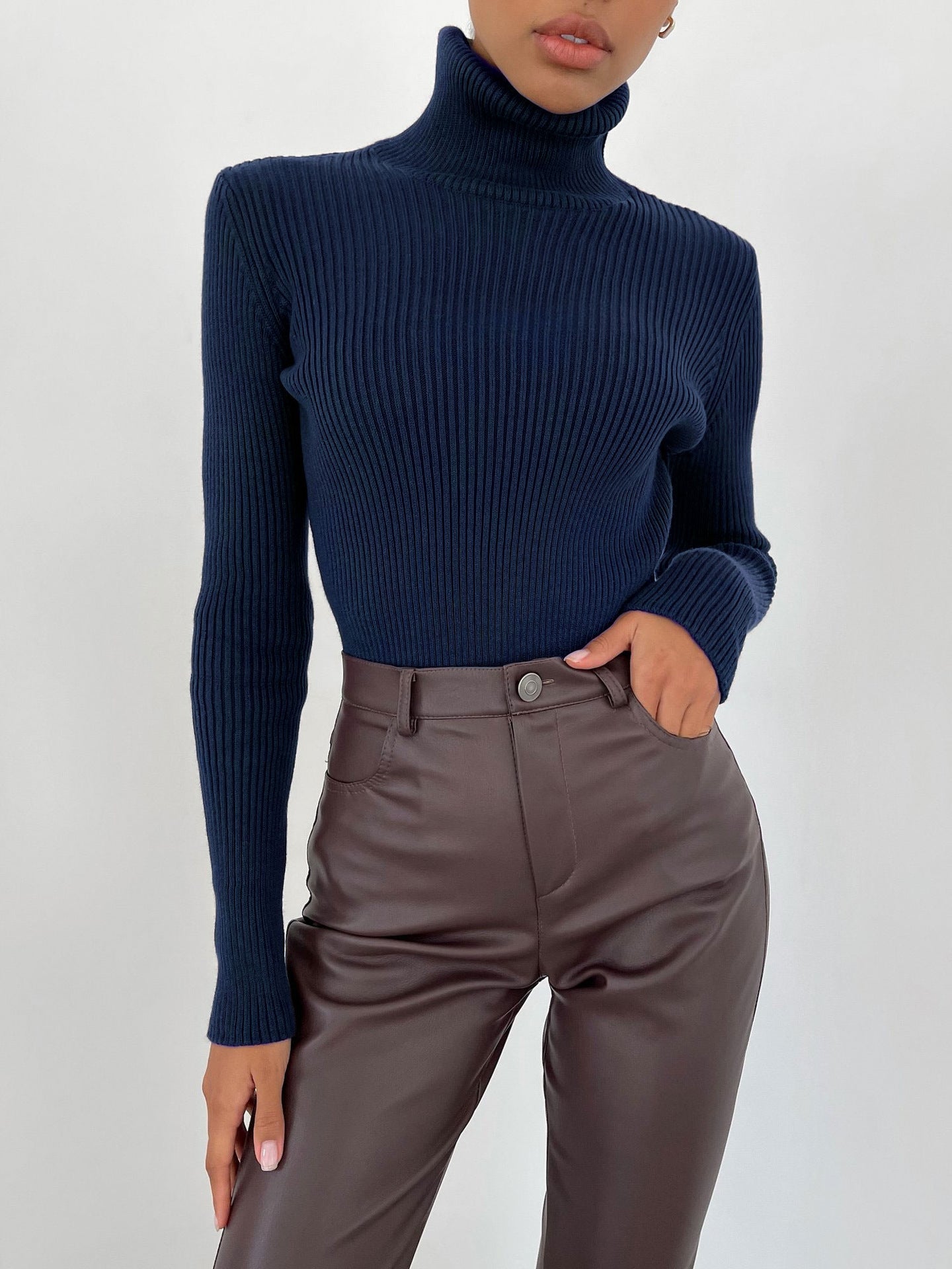 Turtleneck Sweater High Collar Soft Knit Winter Women's
