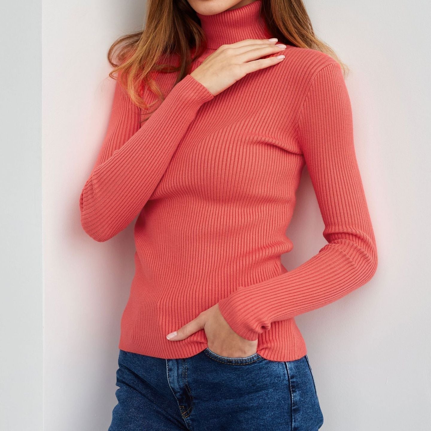 Turtleneck Sweater High Collar Soft Knit Winter Women's