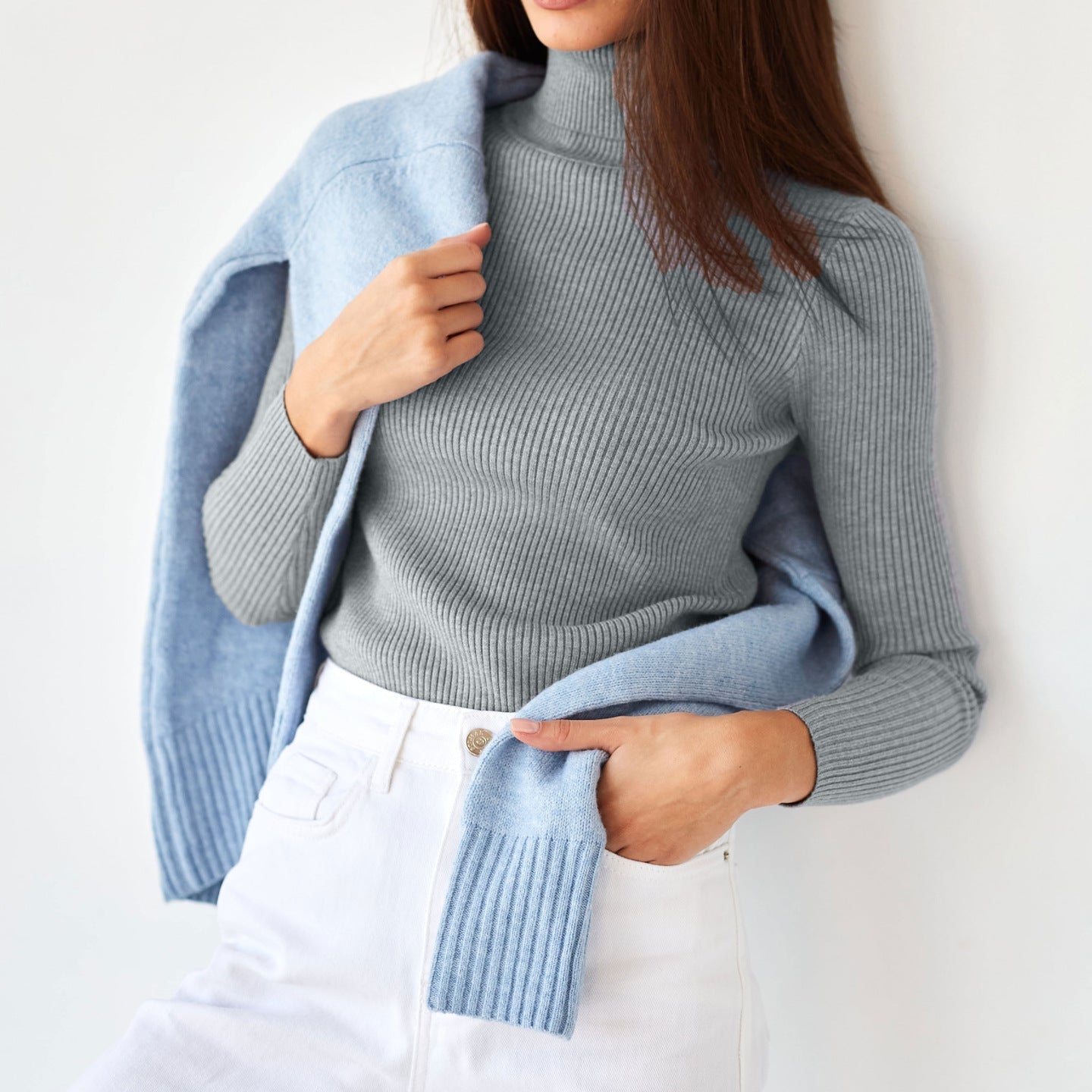 Turtleneck Sweater High Collar Soft Knit Winter Women's