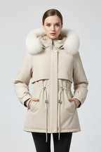 Women's Winter Jacket Hooded Faux Fur Padded Elegant