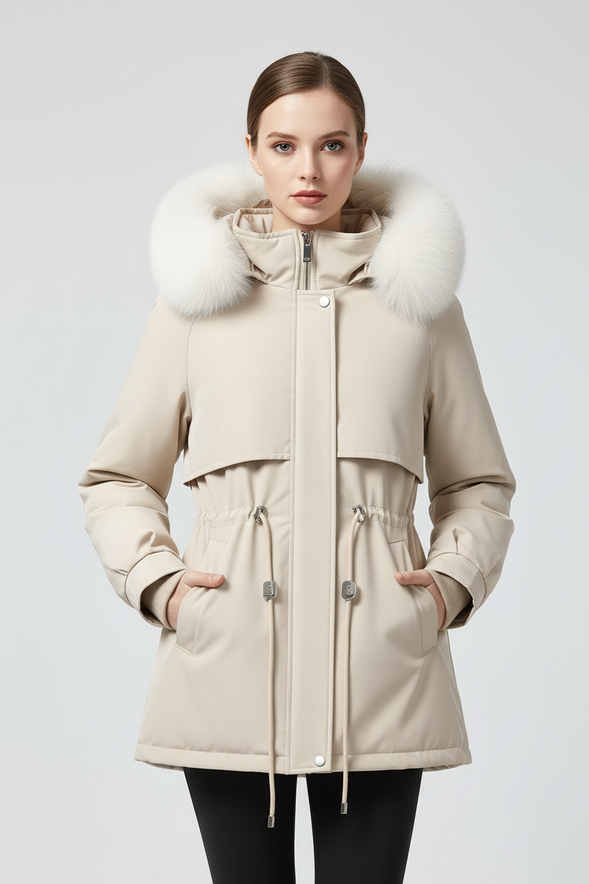 Women's Winter Jacket Hooded Faux Fur Padded Elegant