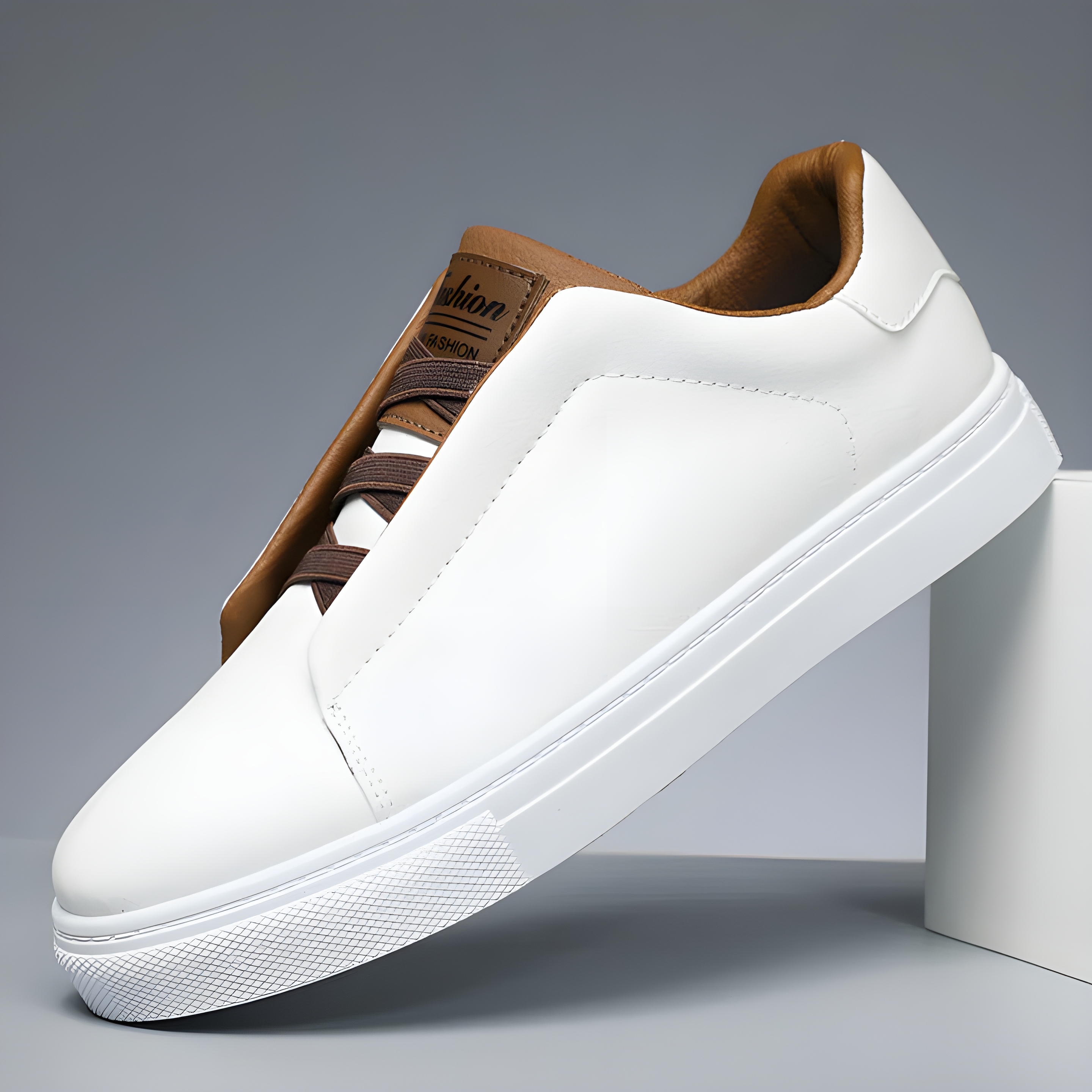 Mens White Leather Sneaker Three Color
