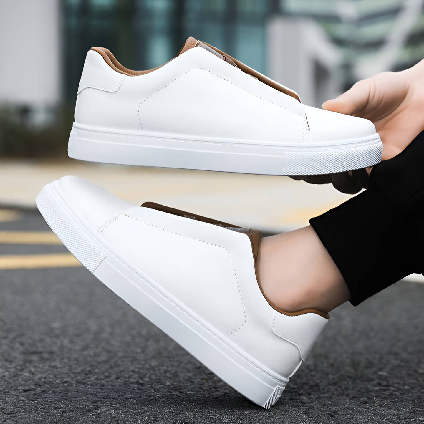 Mens White Leather Sneaker Three Color