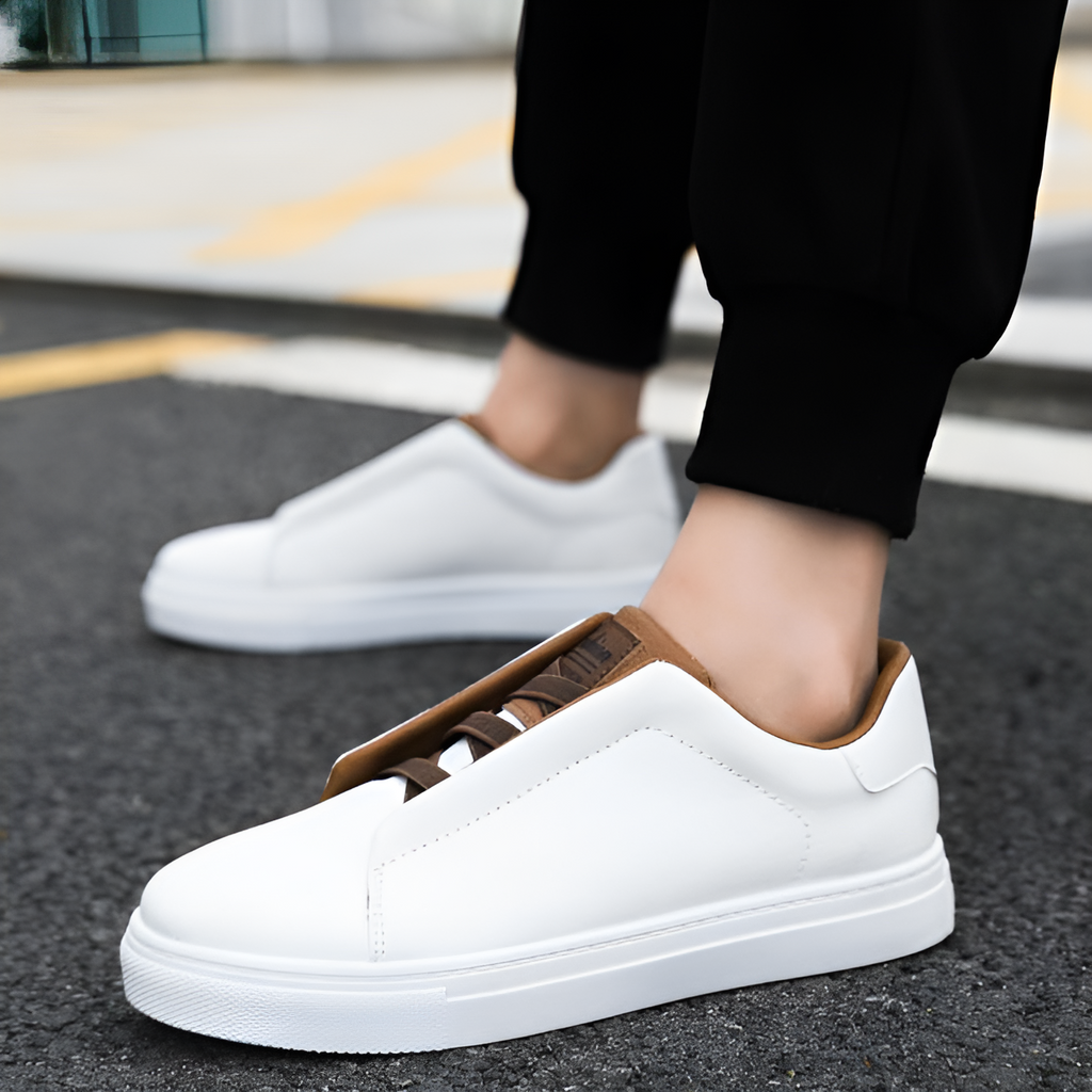 Mens White Leather Sneaker Three Color
