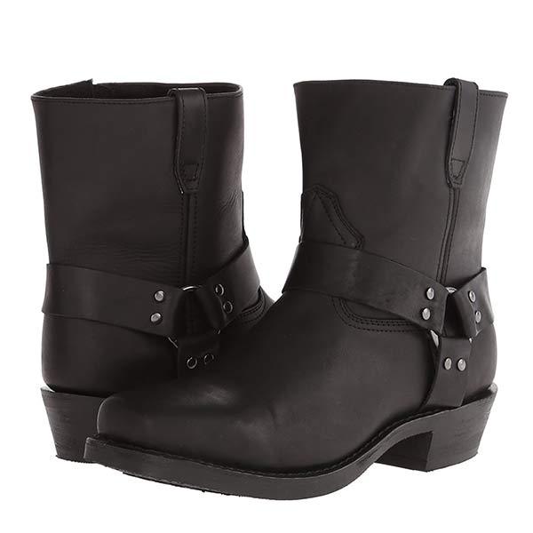 Harness Boots Leather Mid Cut Full Grain Buckle Fall