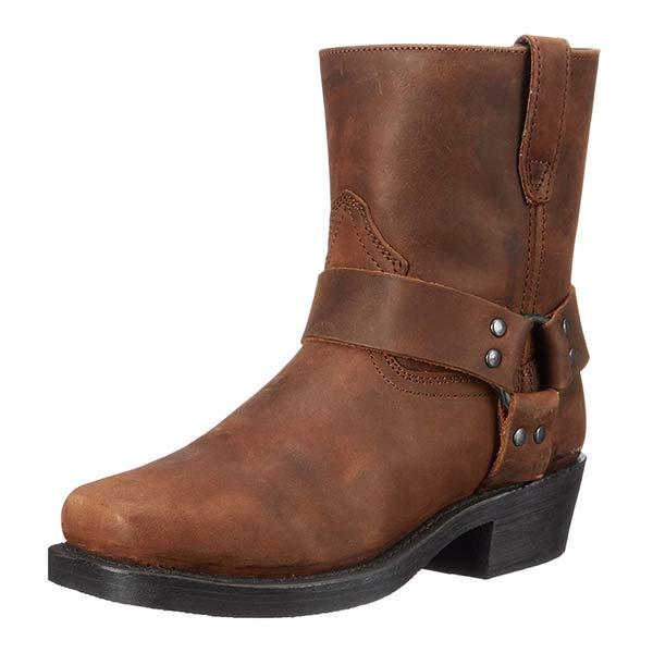 Harness Boots Leather Mid Cut Full Grain Buckle Fall