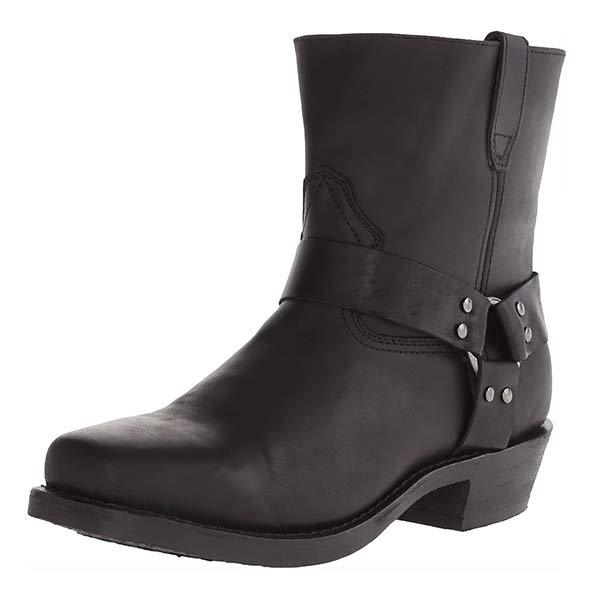 Harness Boots Leather Mid Cut Full Grain Buckle Fall