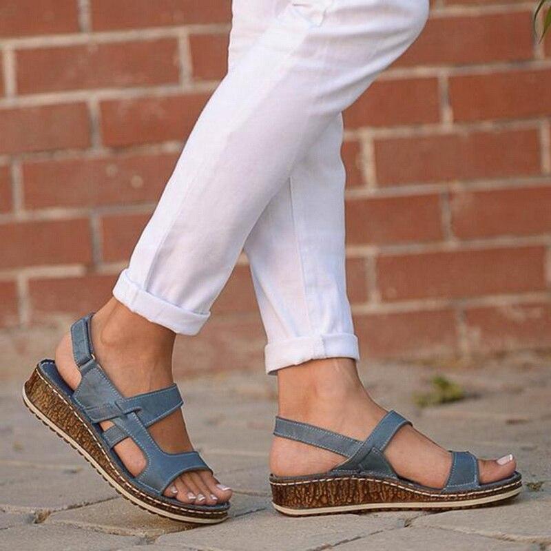 Cork Wedge Sandals Adjustable Strap